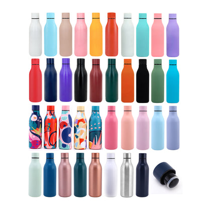 Wine Bottle Double Wall Stainless Steel Reusable Water Bottles Hydro Vacuum Insulated Flask With Leakprood Lid