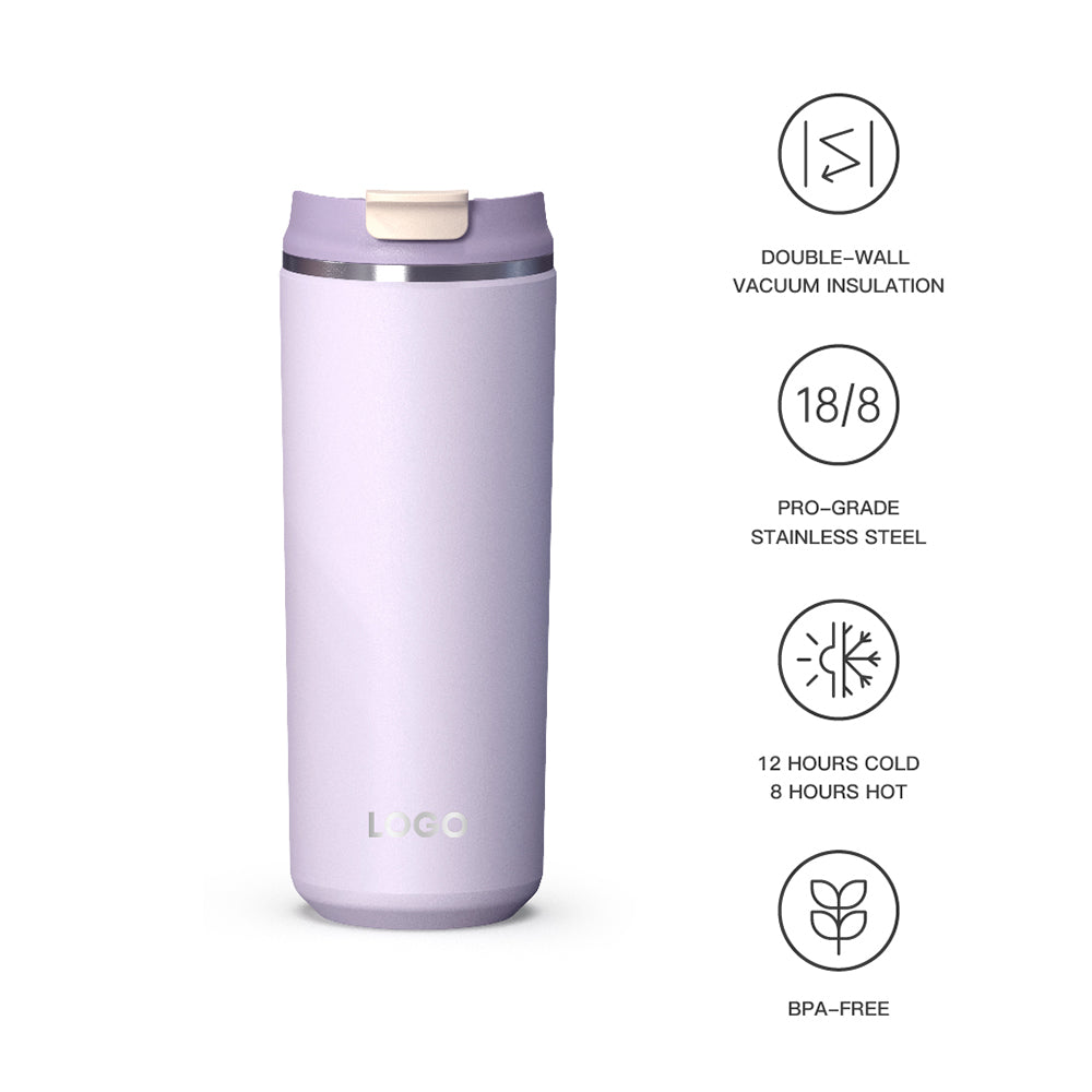 New Product Custom Logo BPA Free 12oz Coffee Mug Double Wall Vacuum Insulated 304 Stainless Steel Coffee Tumbler with Lid