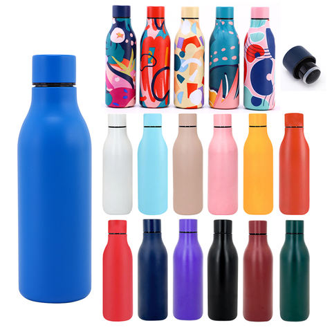 Wine Bottle Double Wall Stainless Steel Reusable Water Bottles Hydro Vacuum Insulated Flask With Leakprood Lid