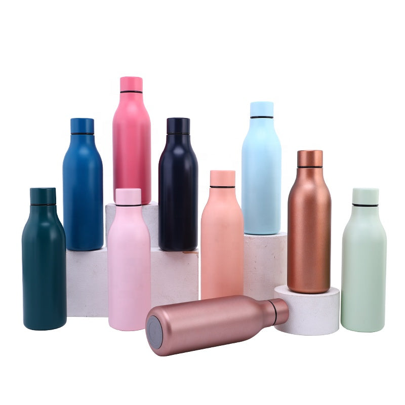 Wine Bottle Double Wall Stainless Steel Reusable Water Bottles Hydro Vacuum Insulated Flask With Leakprood Lid