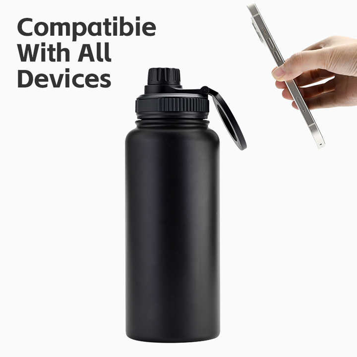 Magnetic Lid Water Bottle Stainless Steel 1000ml Bottle Gym Double Wall Vacuum Insulated Water Bottle With Magnetic Phone Holder