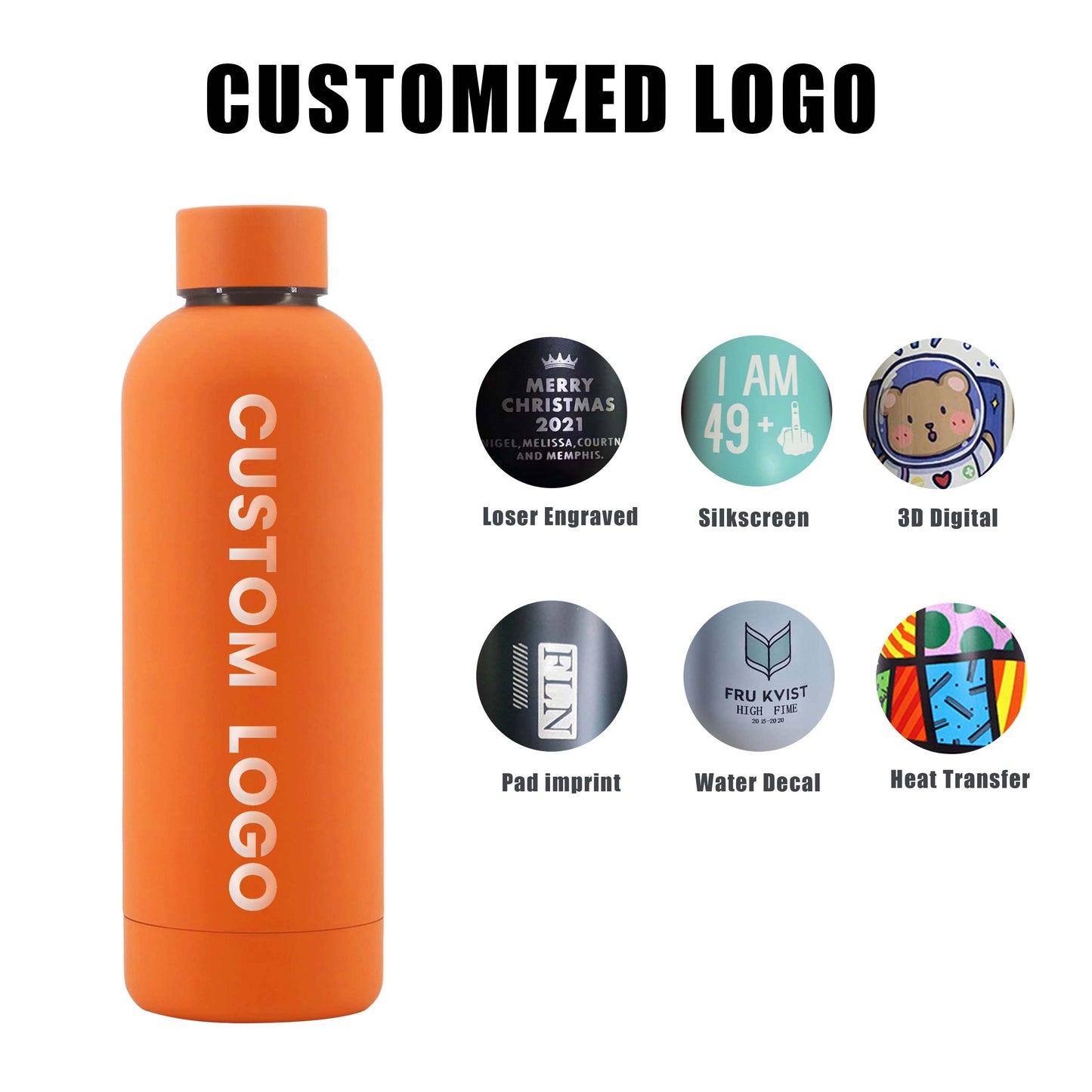 Custom Logo 500 ml Drink Bottle Stainless Steel Double Wall Vaccum Flask Thermos Thermal Rubber Paint Matte Sports Water Bottles