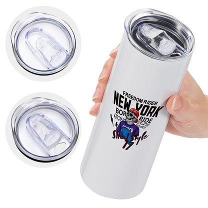 20oz Sublimation Blanks Dual Lids Portable Stainless Steel Tumbler Coffee Mug with Straw Lids