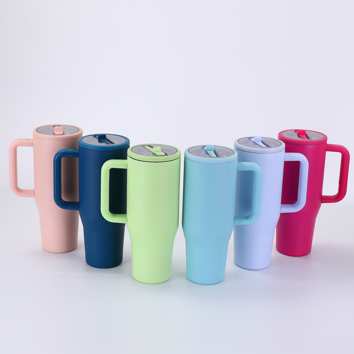 Wholesale Custom Logo Stainless Steel Leak Proof Tumbler Vacuum Insulated Coffee Mug 40oz Flip Straw Tumbler with Handle