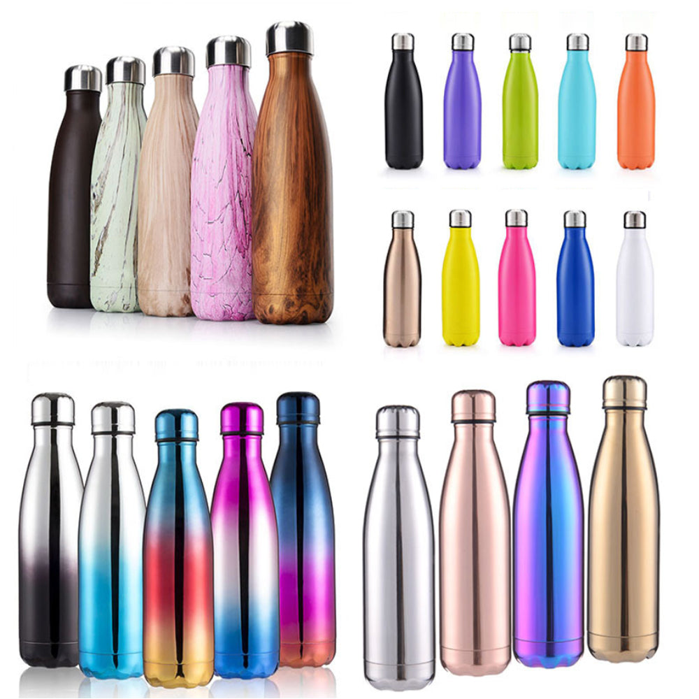 Sports Gym Flask Custom logo 17oz 500ml Thermal Insulated Double Walled Cola Shape Stainless Steel Water Bottle