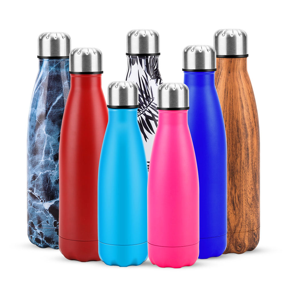 Sports Gym Flask Custom logo 17oz 500ml Thermal Insulated Double Walled Cola Shape Stainless Steel Water Bottle