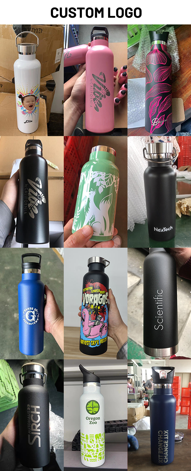 12oz 17oz 26oz 32oz Custom logo Double Wall Vacuum Insulated Stainless Steel Thermos Water Bottle with Lid