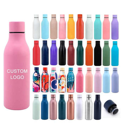 Wine Bottle Double Wall Stainless Steel Reusable Water Bottles Hydro Vacuum Insulated Flask With Leakprood Lid