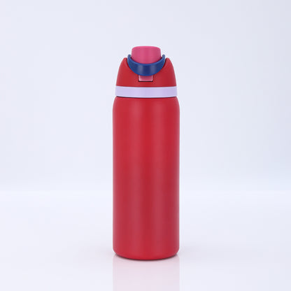 24 oz FreeSip Insulated Stainless Steel Water Flask with Straw for Sports, Travel, and School BPA-Free Sports Water Bottle