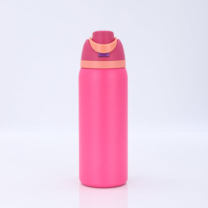 24 oz FreeSip Insulated Stainless Steel Water Flask with Straw for Sports, Travel, and School BPA-Free Sports Water Bottle